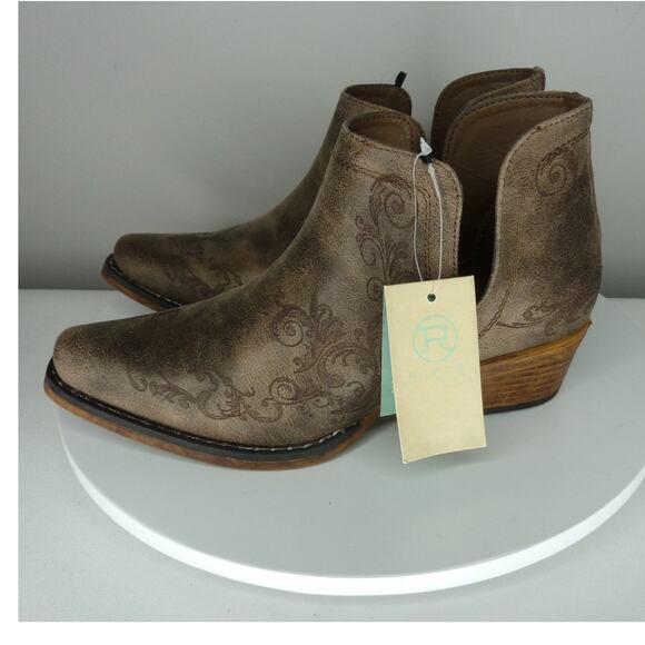 NWT Women's Roper Ava Snip Toe Ankle Leather Brown Boots Size 7 (no box) - Picture 2 of 6